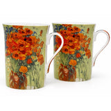 Van Gogh Vörös pipacsok a vázában porcelán bögre szett 300 ml - szív díszdobozos