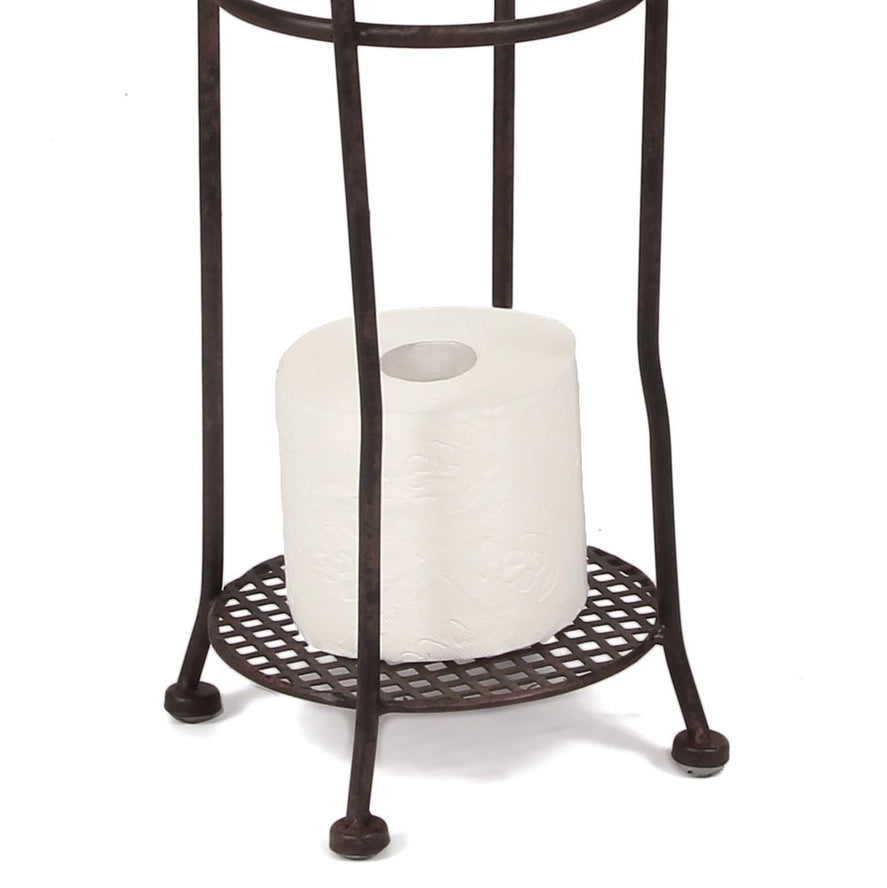 Vintage fém álló WC papír tartó 70 cm barna