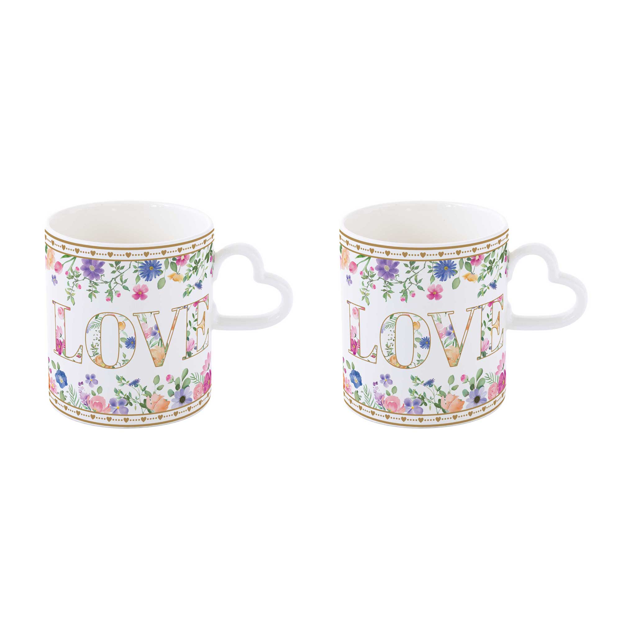 Virág mintás porcelán bögre szett 2 db-os 320 ml díszdobozban Easy Life Mon Amour