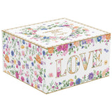 Virág mintás porcelán fedeles ékszertartó tálka díszdobozban Easy Life Mon Amour