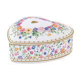 Virág mintás porcelán fedeles ékszertartó tálka díszdobozban Easy Life Mon Amour