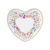 Virág mintás porcelán szív alakú kínáló tálca 20x19 cm díszdobozban Easy Life Mon Amour