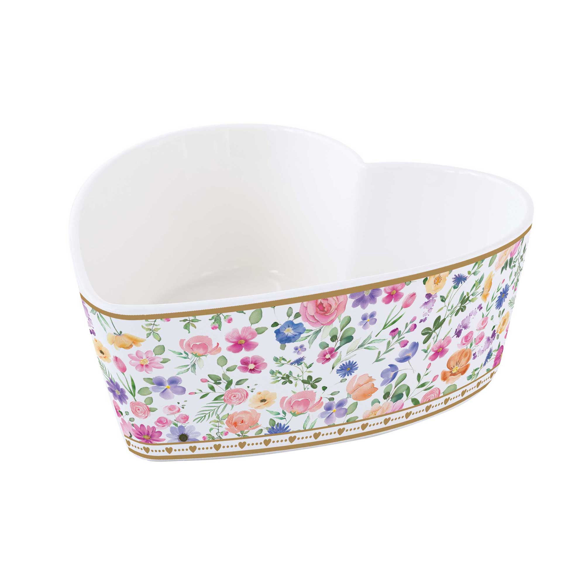 Virág mintás porcelán szív alakú tálka 15 cm díszdobozban Easy Life Mon Amour