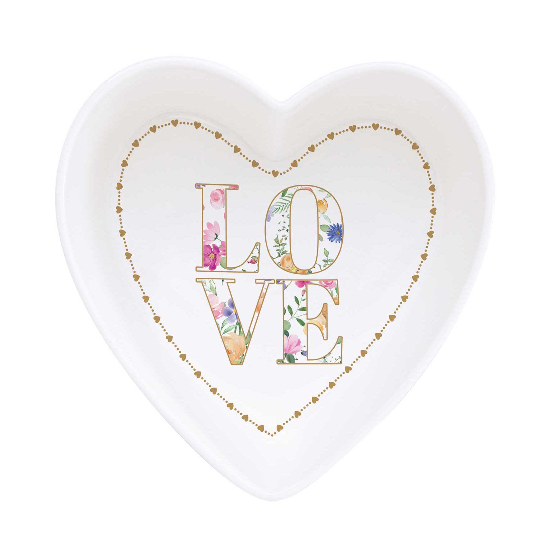 Virág mintás porcelán szív alakú tálka 15 cm díszdobozban Easy Life Mon Amour