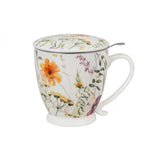 Virágos fémszűrős porcelán teásbögre 510 ml - PANSY Flowers