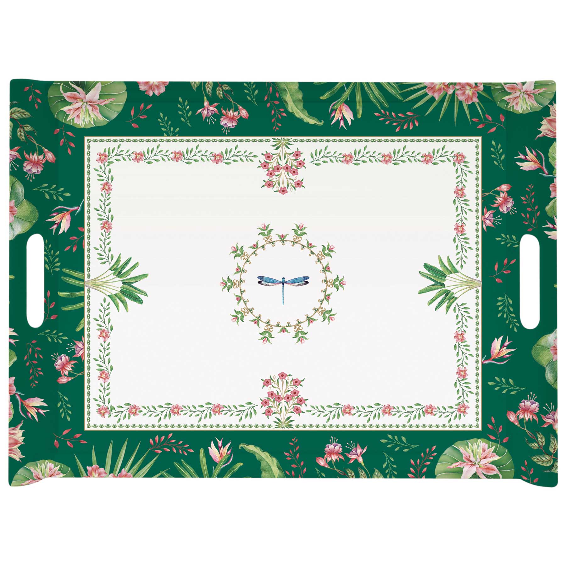 Tálca Virágos Műanyag nagy tálca 52x37 cm Botanic Chic