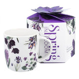 Virágos porcelán bögre – 400 ml – lila design díszdobozban