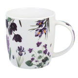 Virágos porcelán bögre – 400 ml – lila design díszdobozban