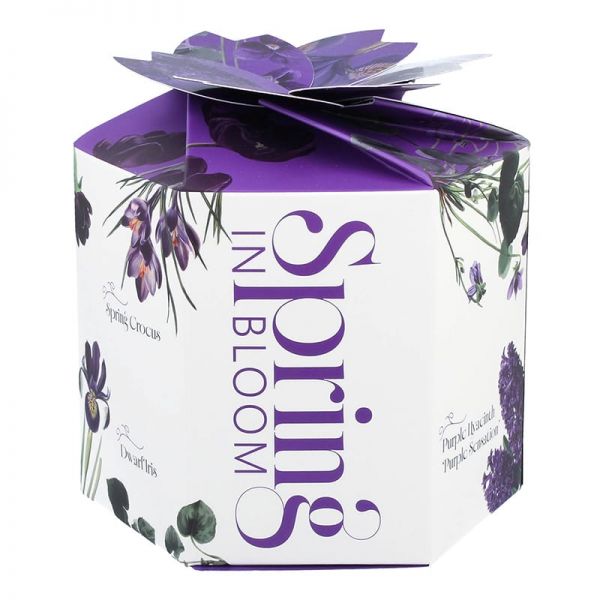 Virágos porcelán bögre – 400 ml – lila design díszdobozban