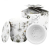 Virágos porcelán bögre szűrővel – 400 ml – fehér díszdobozos