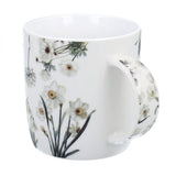 Virágos porcelán bögre szűrővel – 400 ml – fehér díszdobozos