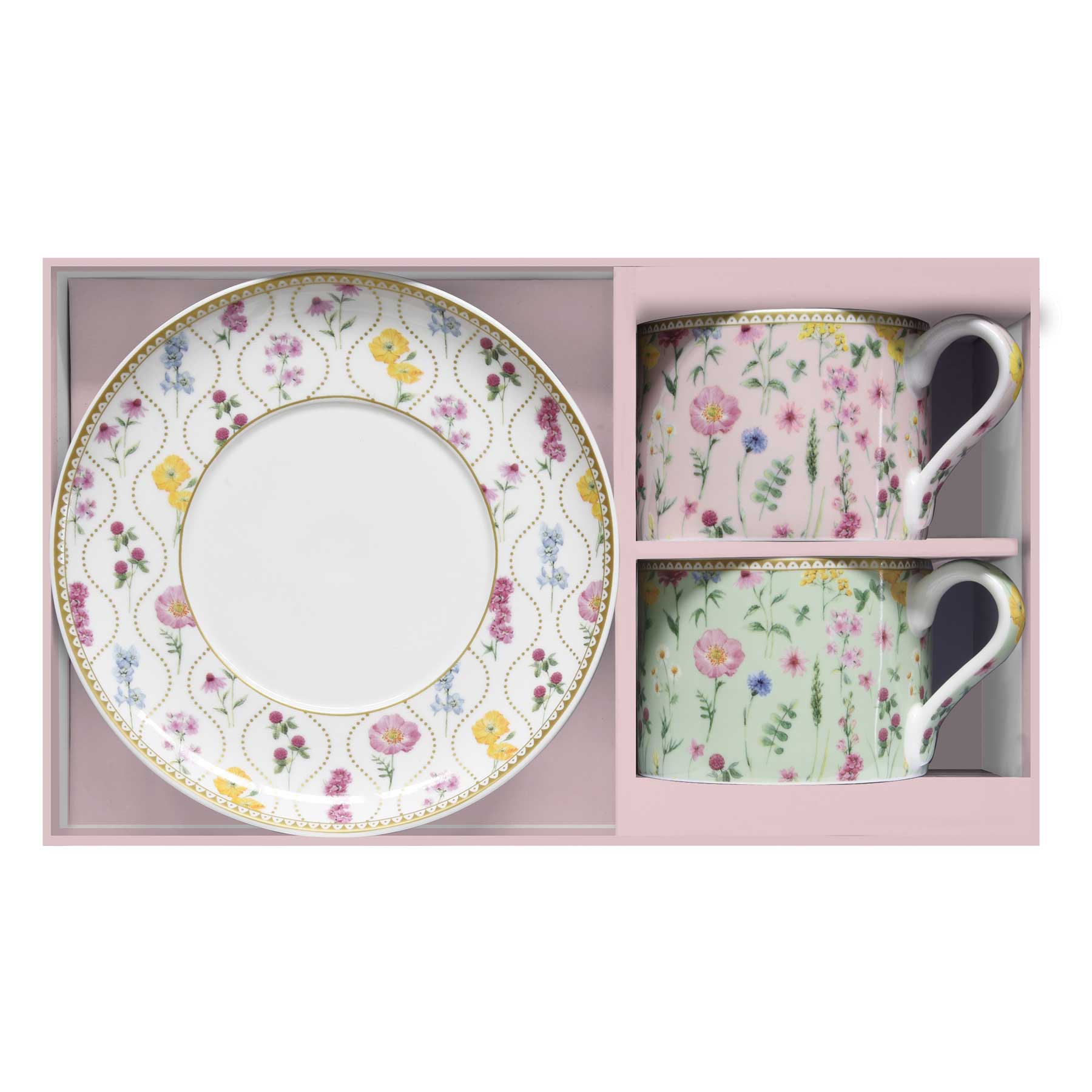 Bögre Virágos porcelán teás csésze aljjal 2 db szett Coffee Mania Meadow Flowers
