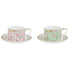Bögre Virágos porcelán teás csésze aljjal 2 db szett Coffee Mania Meadow Flowers