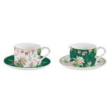 Bögre Virágos porcelán teáscsésze aljjal két személyes díszdobozban Botanic Chic