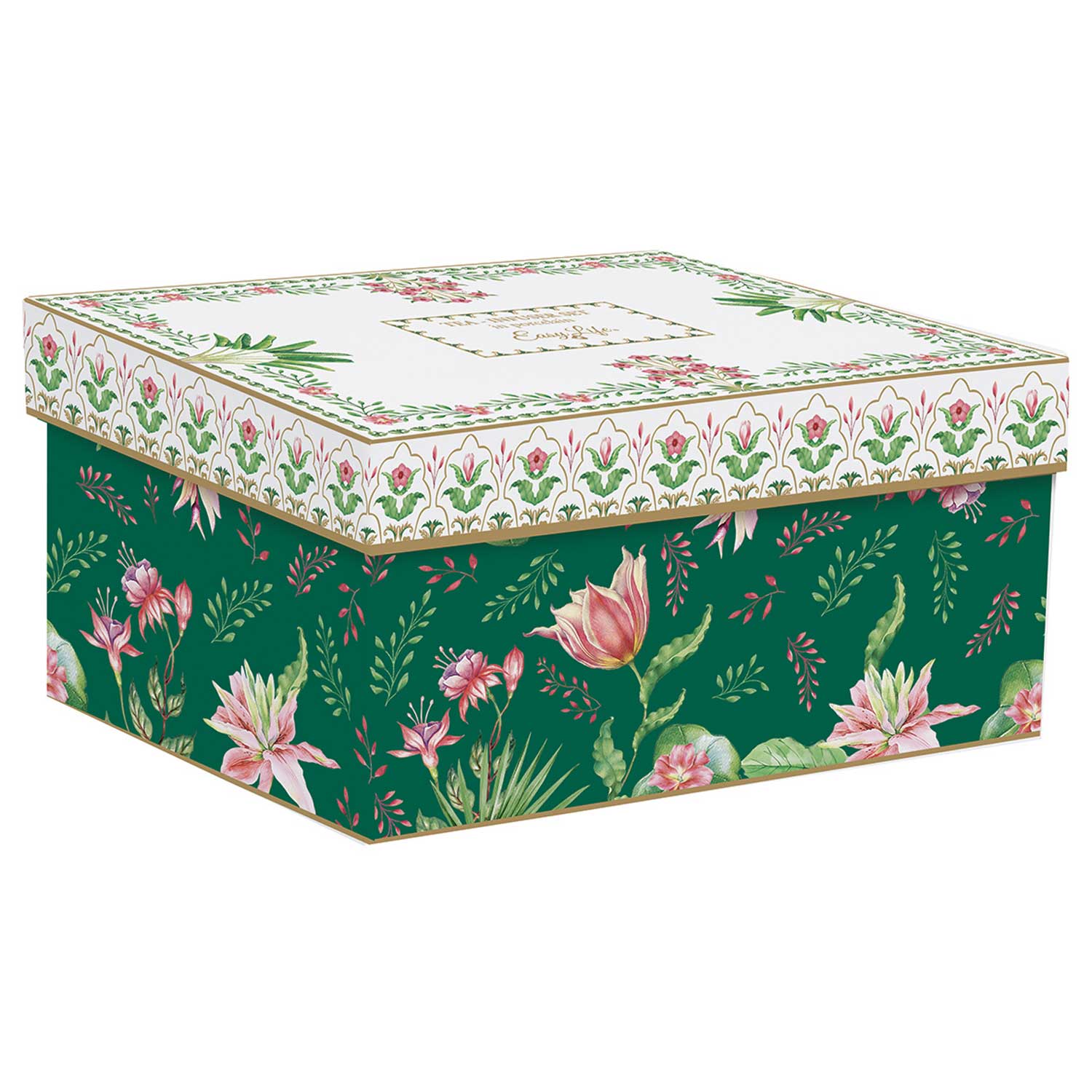 Teáskanna Virágos porcelán teáskanna 600 ml fémszűrővel pohárral díszdobozban Botanic Chic
