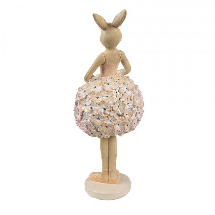 Virágszoknyás nyuszilány lufival húsvéti dekoráció figura 22 cm