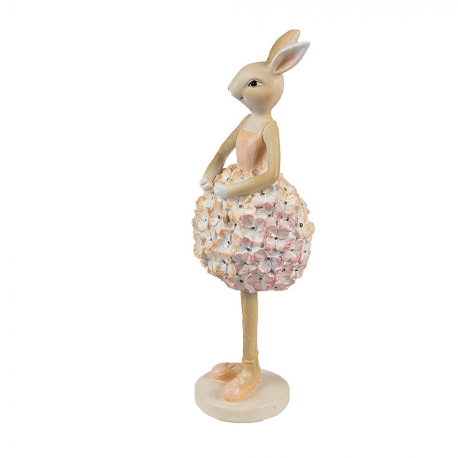 Virágszoknyás nyuszilány lufival húsvéti dekoráció figura 22 cm