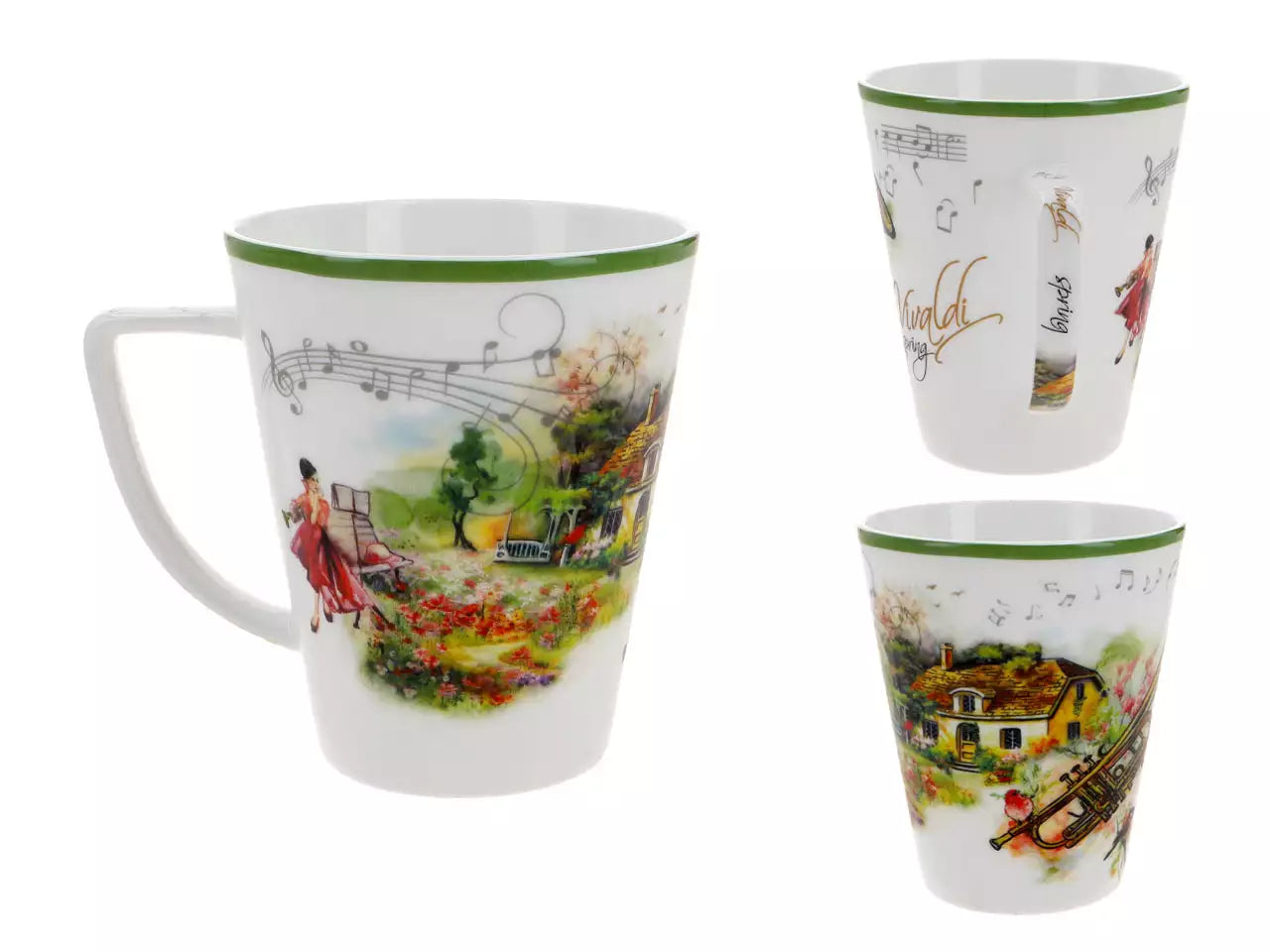 Vivaldi porcelán bögre díszdobozban - 400 ml Négy évszak Tavasz