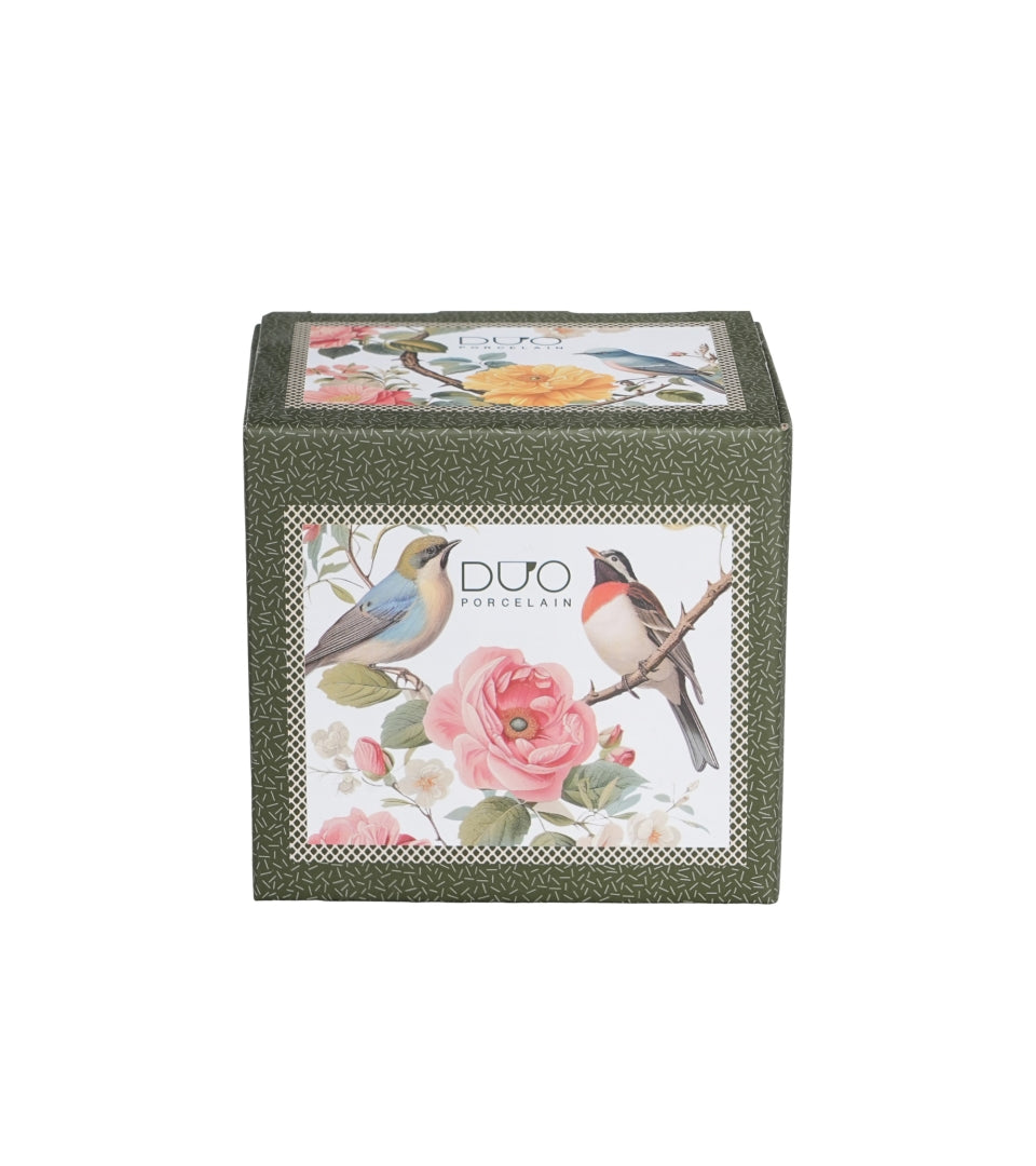 Porcelán madaras bögre fém szűrővel 430 ml ajándék díszdobozban April