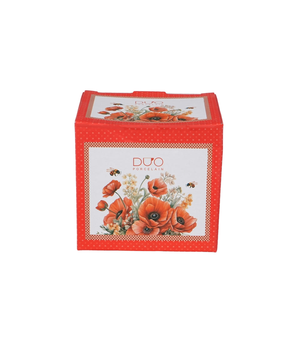 Porcelán pipacsos bögre fém szűrővel 430 ml ajándék díszdobozban Poppies