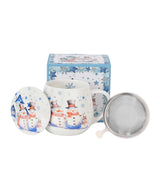 Karácsonyi hóemberes porcelán szűrős bögre díszdobozban Snowman