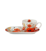 Porcelán pipacsos nagy reggeliző csésze aljjal 450 ml Poppies