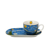 Porcelán reggeliző csésze aljal 450ml ajándék díszdobozban Van Gogh Csillagos éj