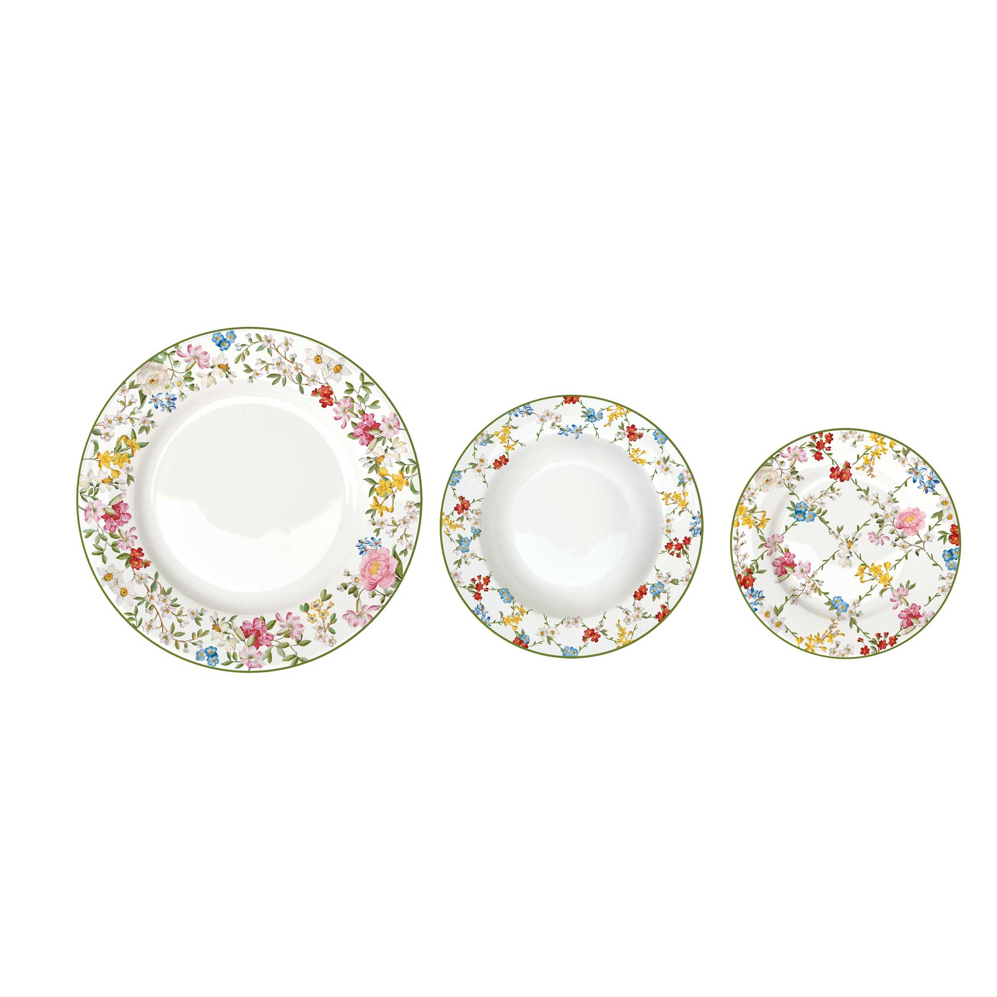 Tányér, étkészlet 18 részes porcelán étkészlet virág mintás Garden Dreams