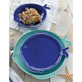 Tányér, étkészlet 18 részes Porcelán mediterrán étkészlet hal alakú tányérokkal blue