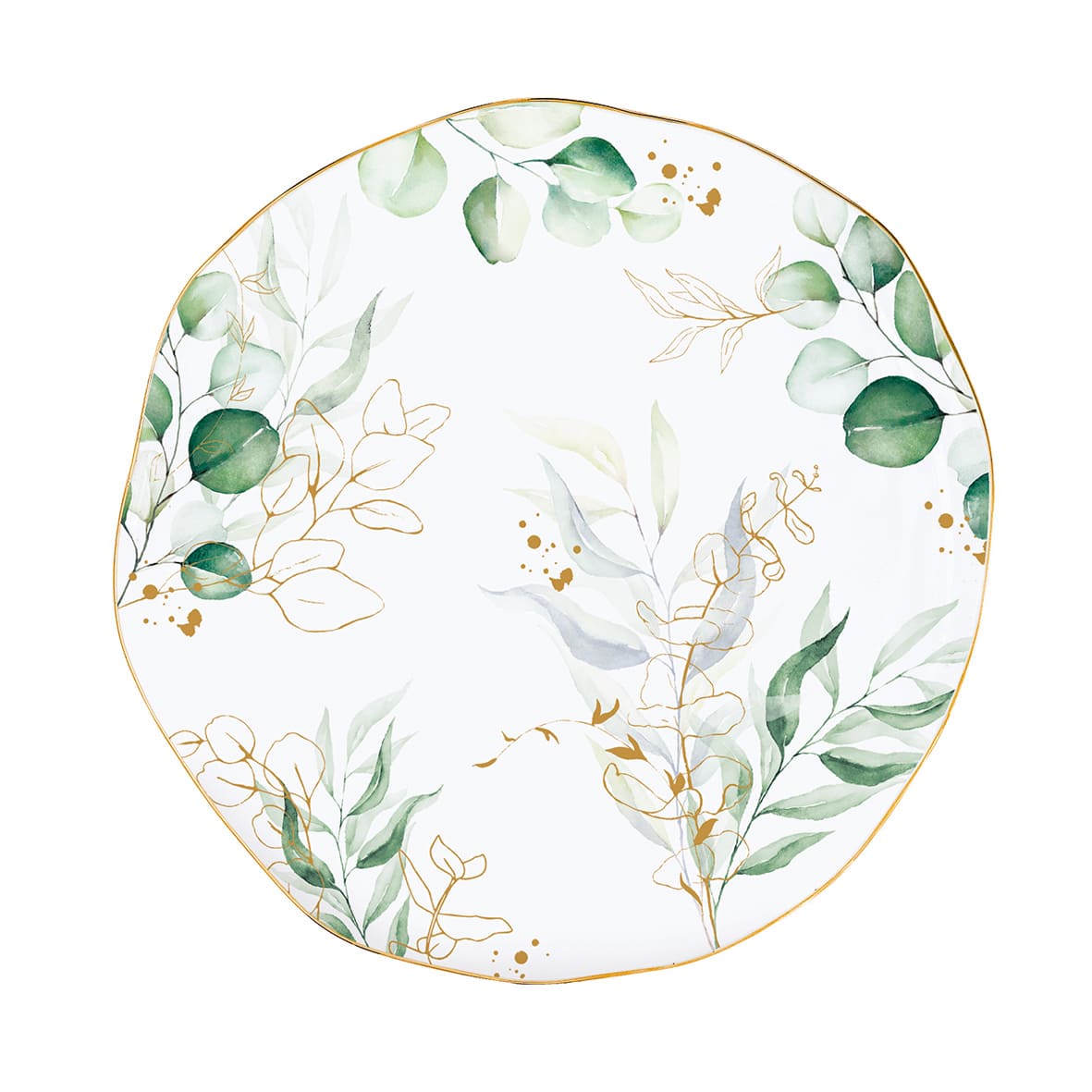 Tányér, étkészlet 18 részes prémium porcelán étkészlet levél mintás Botanique