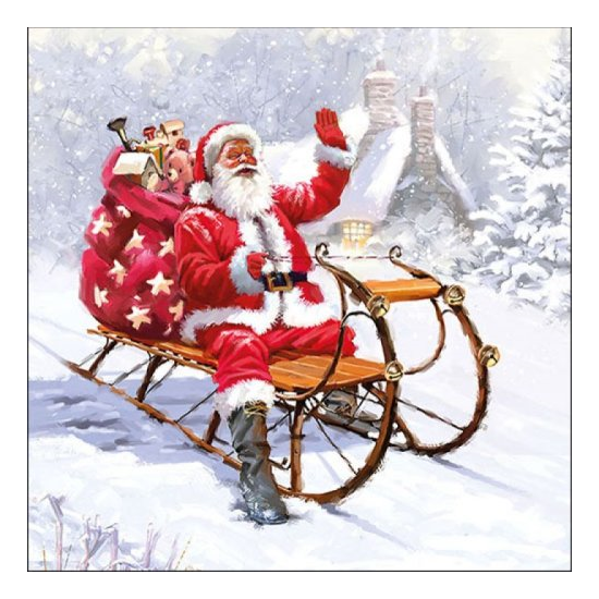 Szalvéta Karácsonyi papírszalvéta Santa On Sledge