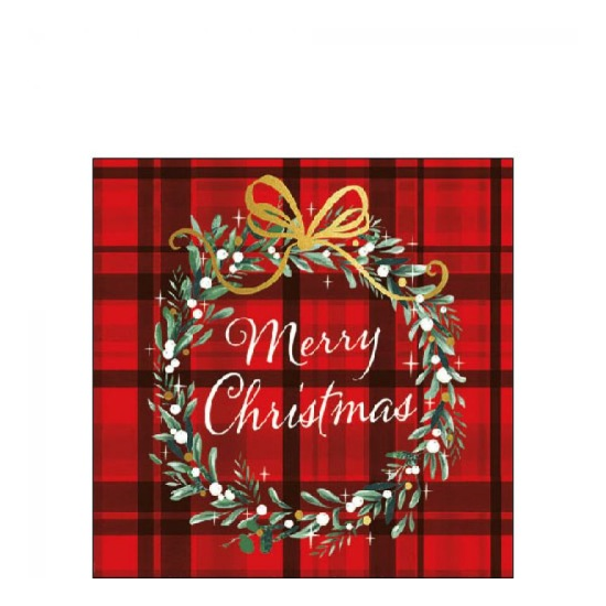Szalvéta Karácsonyi papírszalvéta Christmas Plaid Red