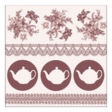 Szalvéta Barna-fehér teáskanna, virágok papírszalvéta, 33x33cm - Teapots Brown