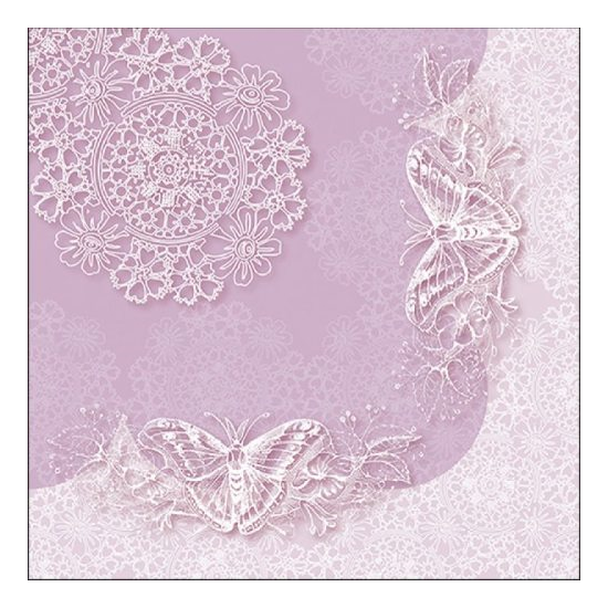 Szalvéta Butterfly Lace Lilac papírszalvéta 33x33 cm 20 db-os