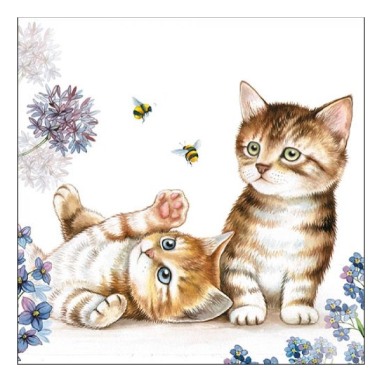 Szalvéta Cicás, méhecskés papírszalvéta 33x33cm - Cats and Bees