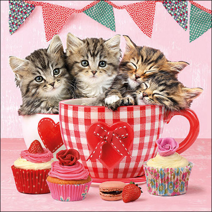 Szalvéta Cicás papírszalvéta Cats in Tea Cups 33x33 cm