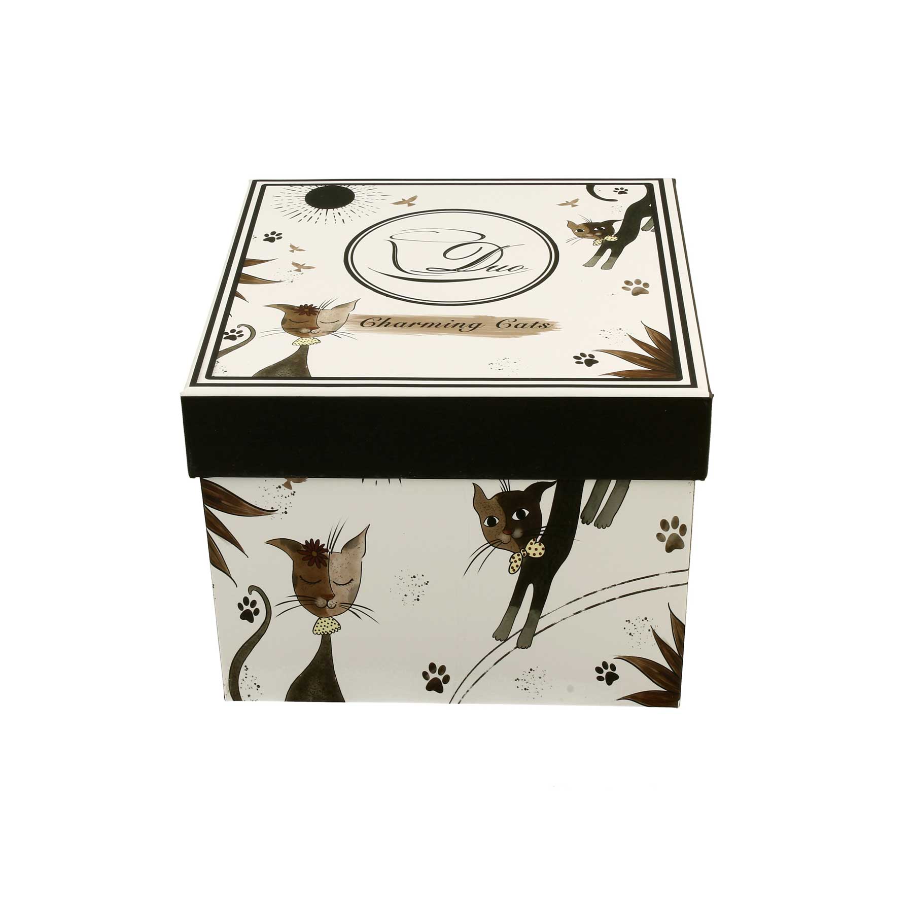 Bögre, csésze Cicás porcelán teás csésze aljjal két személyes 280 ml Charming cats