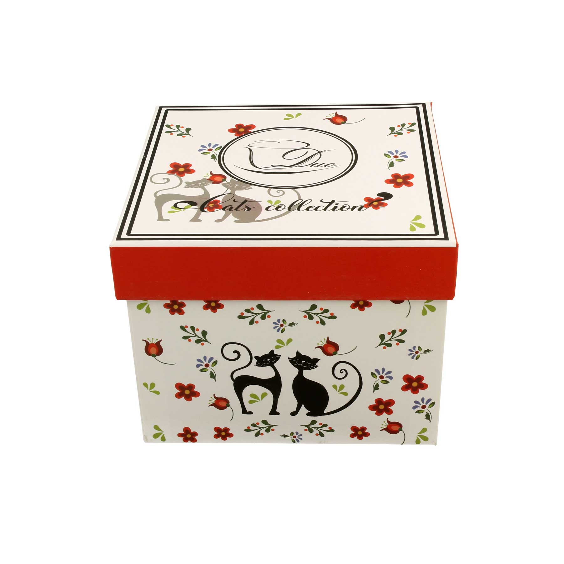 Bögre, csésze Cicás porcelán teás csésze aljjal két személyes 280 ml