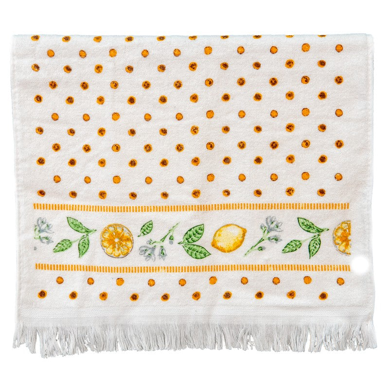Konyharuha Citrom mintás pamut konyhai kéztörlő Lemons & Leafs