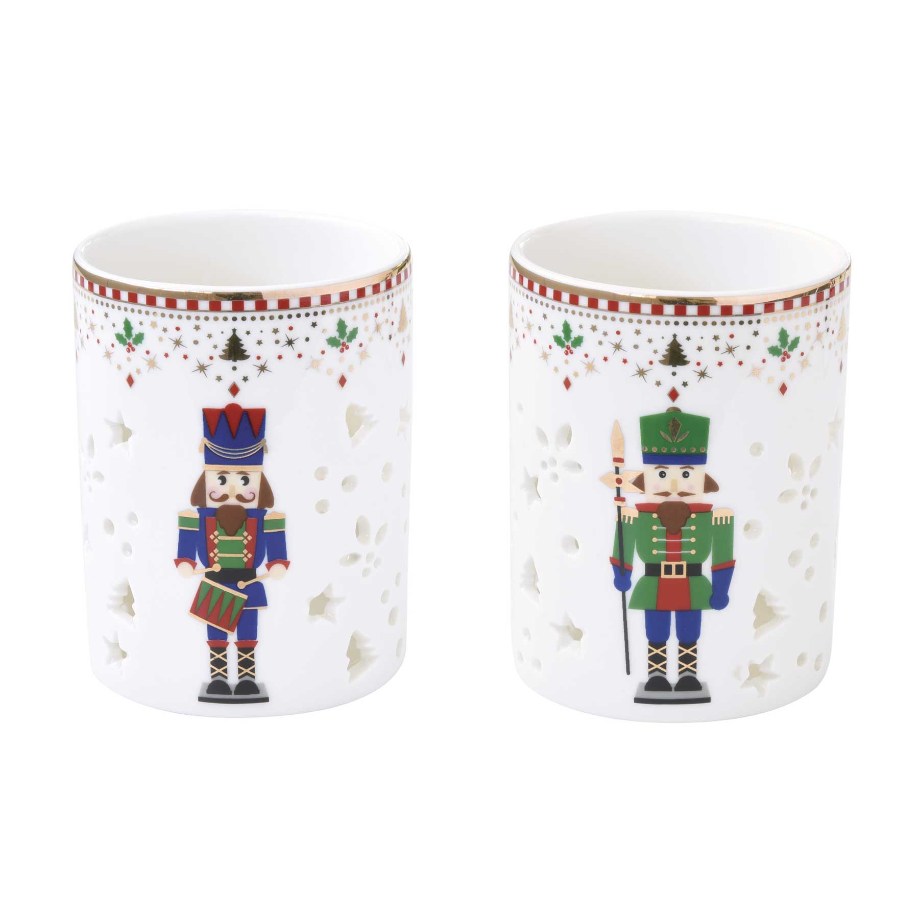 Karácsonyi dekoráció Diótörő karácsonyi mécsestartó pohár 2 db Nutcrackers