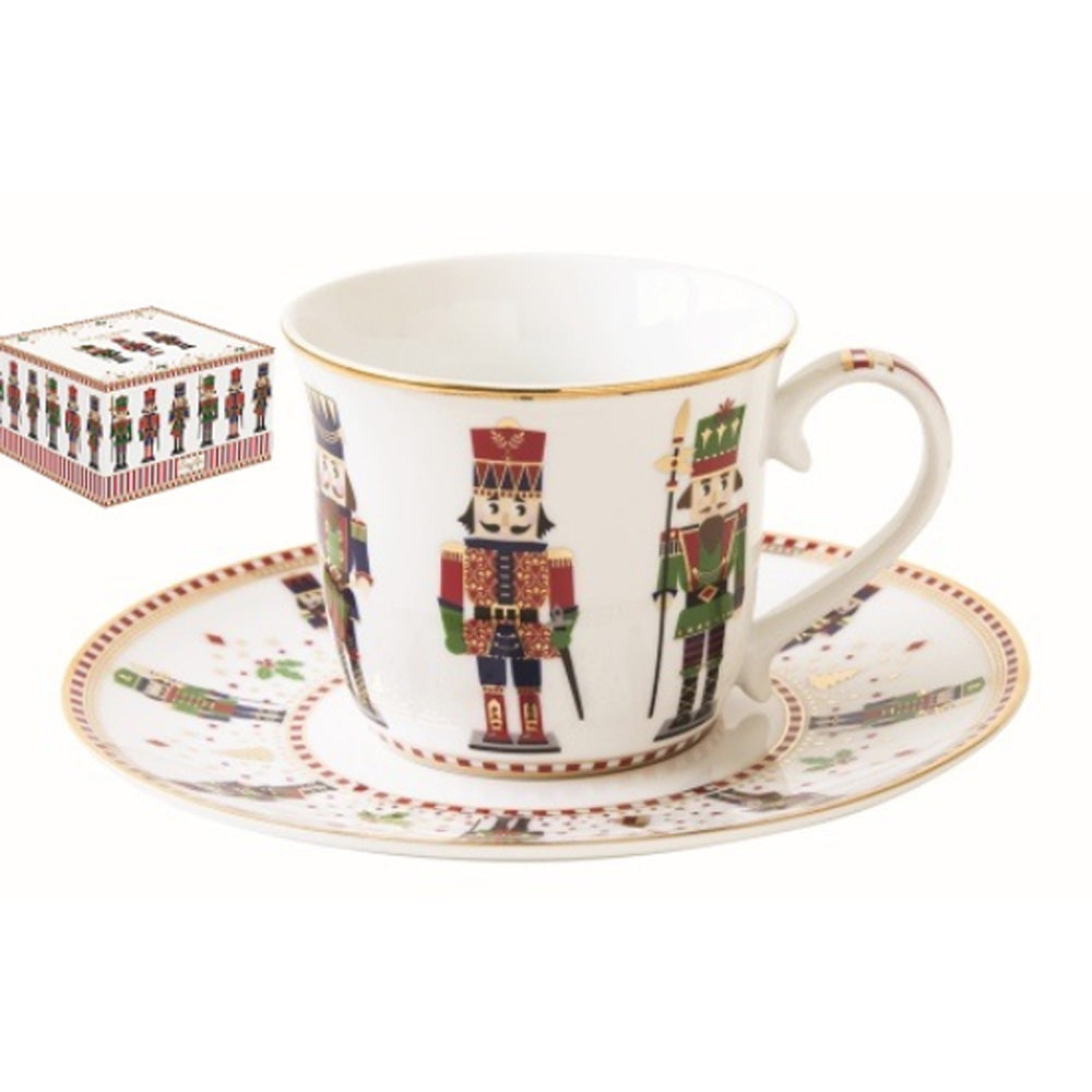 Bögre, csésze Diótörő karácsonyi porcelán teáscsésze+alj szett díszdobozban,200 ml - Nutcrackers