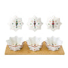 Tálka Diótörő porcelán csillag alakú kínáló tálka szett bambusztálcán, 4 részes, 34x12 cm, díszdobozban - Nutcrackers