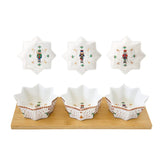 Tálka Diótörő porcelán csillag alakú kínáló tálka szett bambusztálcán, 4 részes, 34x12 cm, díszdobozban - Nutcrackers