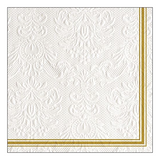 Szalvéta Elegance Lea fehér arany dombornyomott papírszalvéta 33x33cm