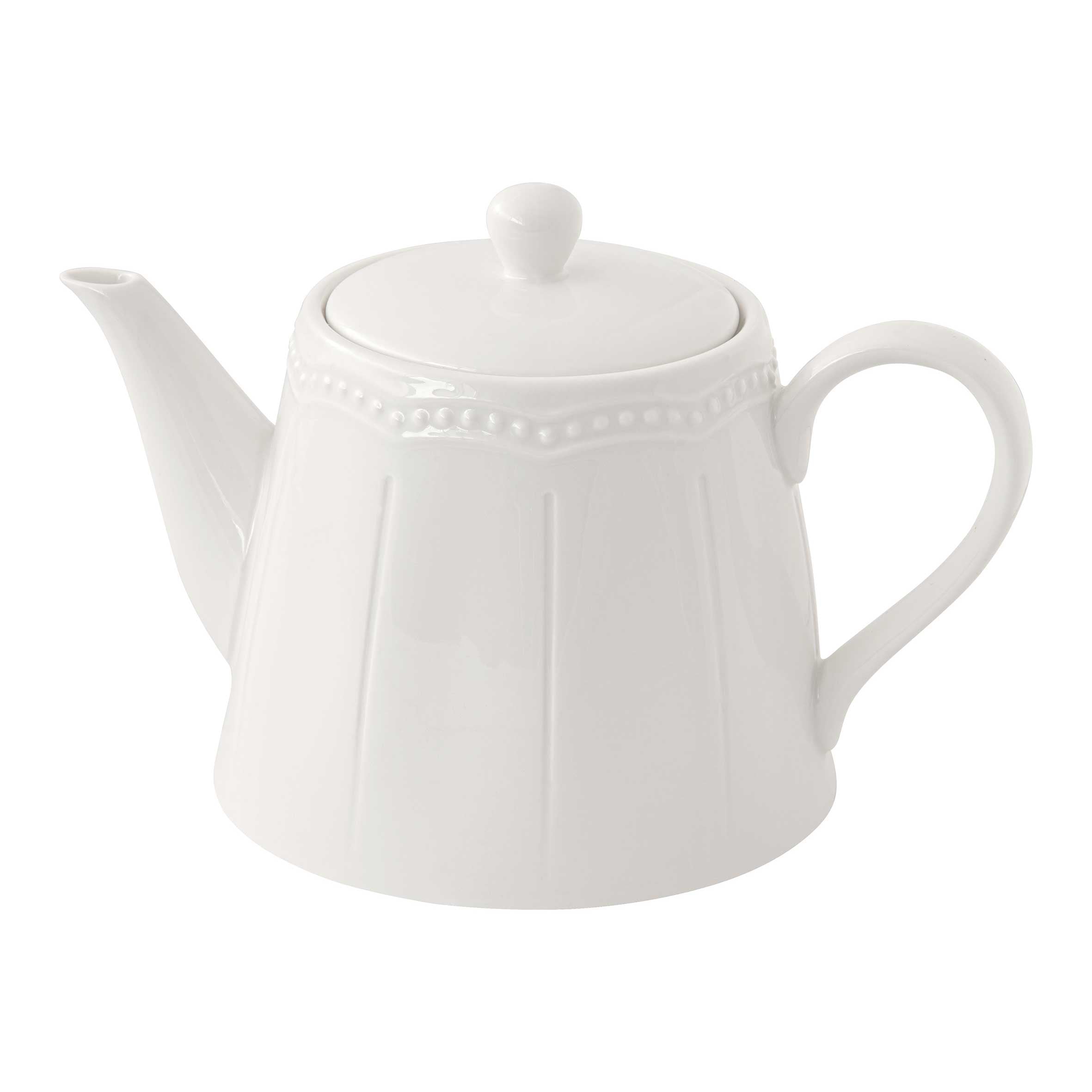 Teáskanna Elite White fehér porcelán teáskanna domború mintával 850 ml