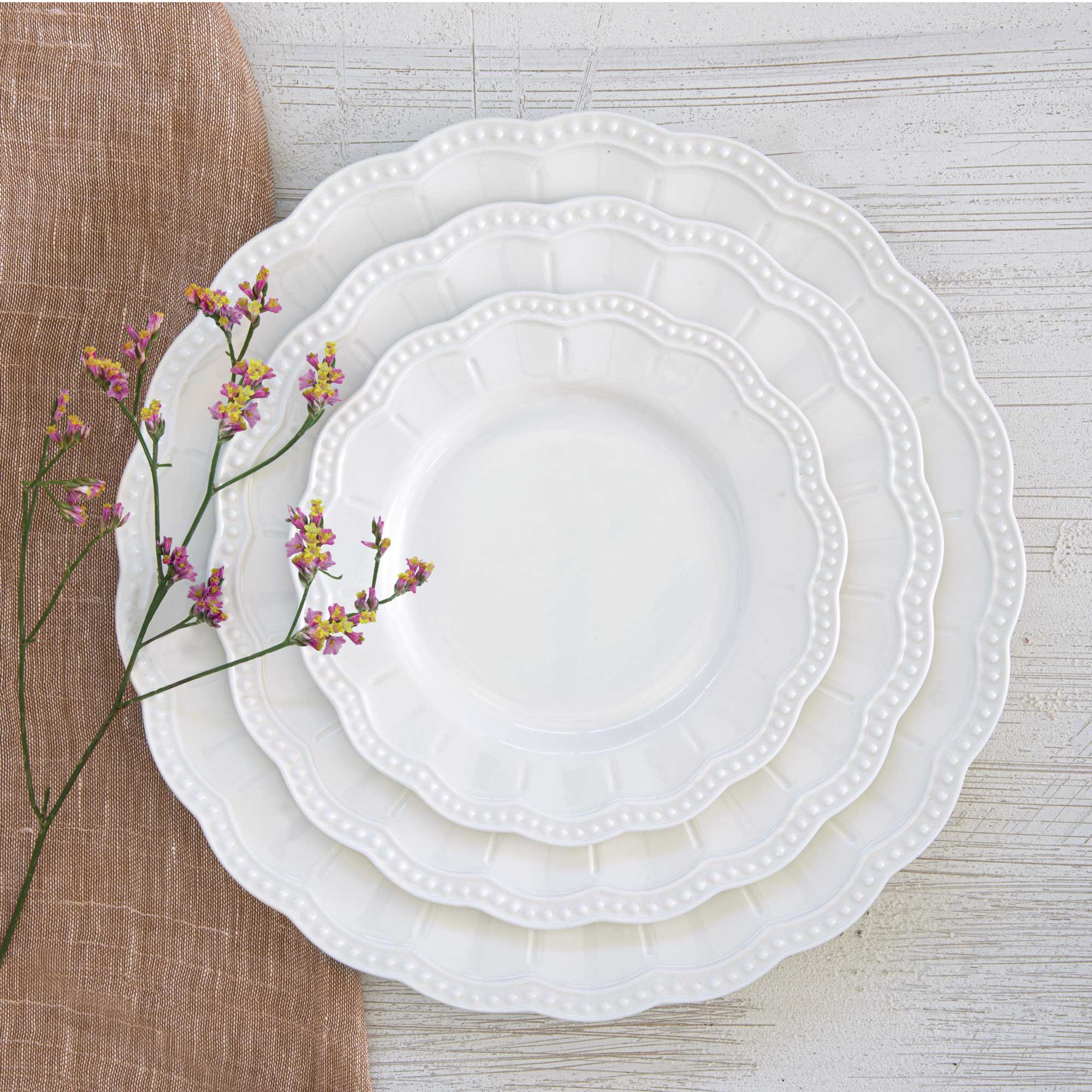 Tányér, étkészlet Elite White prémium fehér porcelán mélytányér