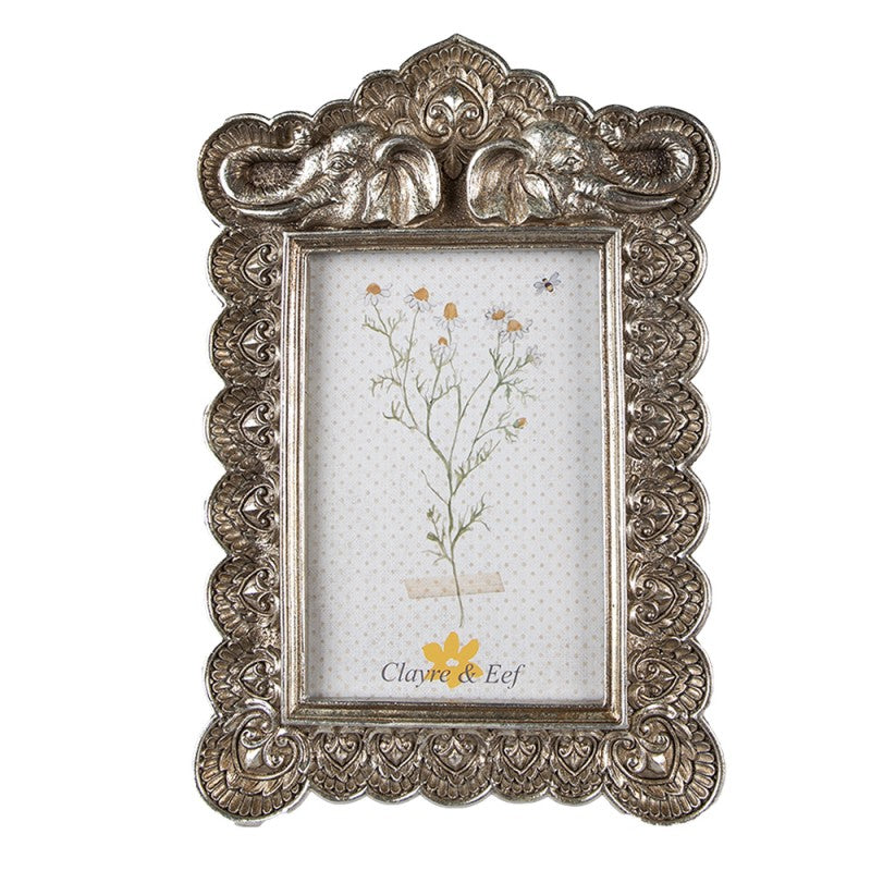 Képkeret Ezüst színű vintage képkeret elefántos kerettel 10x15 cm