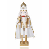 Diótörő Fa diótörő figura király fehér és arany 38 cm