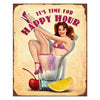 Falikép Fém retro falikép It's time for happy hour