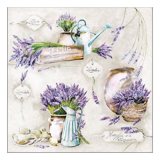 Szalvéta Fleur de Provence levendula mintás papírszalvéta 33x33 cm 20 db-os